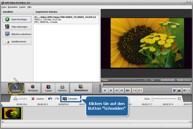 Wie bearbeitet man Heim-DVD-Videos mit dem AVS Video ReMaker? Schritt 3
