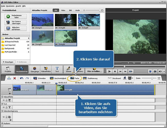 Wie korrigiert man Farbe in Ihrem Video mit dem AVS Video Editor? Schritt 1