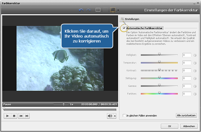 Wie korrigiert man Farbe in Ihrem Video mit dem AVS Video Editor? Schritt 2