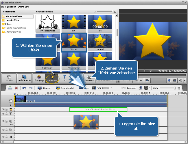Wie wendet man Videoeffekte im AVS Video Editor an? Schritt 1