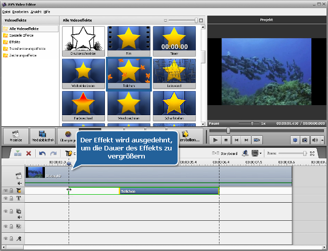 Wie wendet man Videoeffekte im AVS Video Editor an? Schritt 3