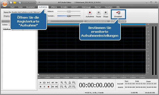 Wie nimmt man Musik mit dem AVS Audio Editor auf? Schritt 3