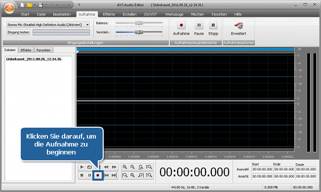 Wie nimmt man Musik mit dem AVS Audio Editor auf? Schritt 5