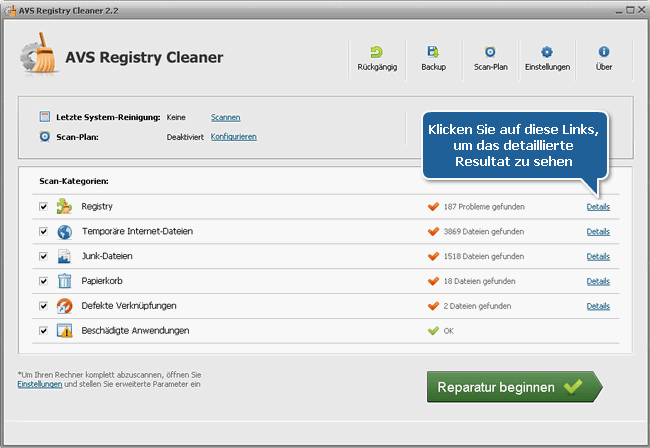 Wie kann man PC-Fehler mit dem AVS Registry Cleaner beheben? Schritt 4
