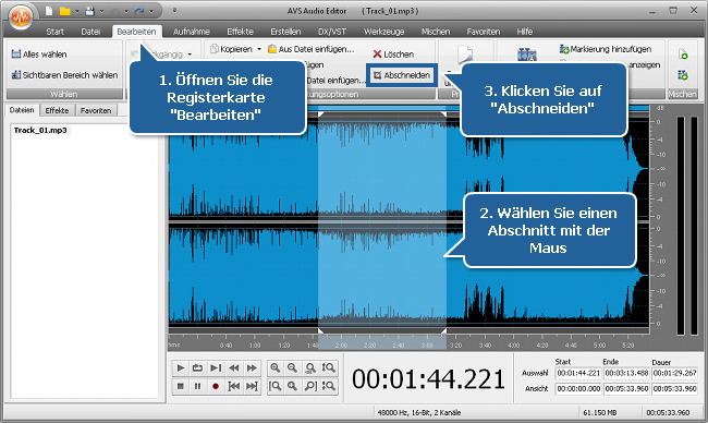 Wie erstellt man einen Klingelton mit dem AVS Audio Editor? Schritt 3