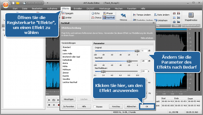 Wie bearbeitet man individuelle Kanälle mit dem AVS Audio Editor? Schritt 5