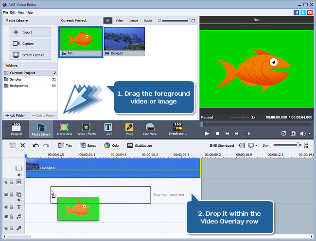 How to use the Chromakey effect in AVS Video Editor? Step 1