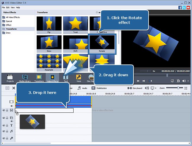 How to rotate your video using AVS Video Editor? Step 1