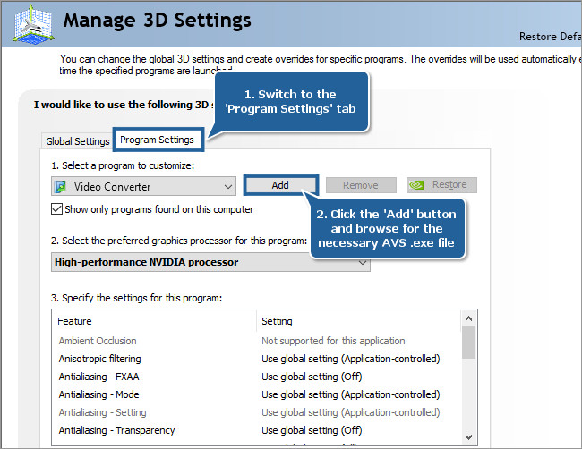 nvidia manage 3d settings not showing