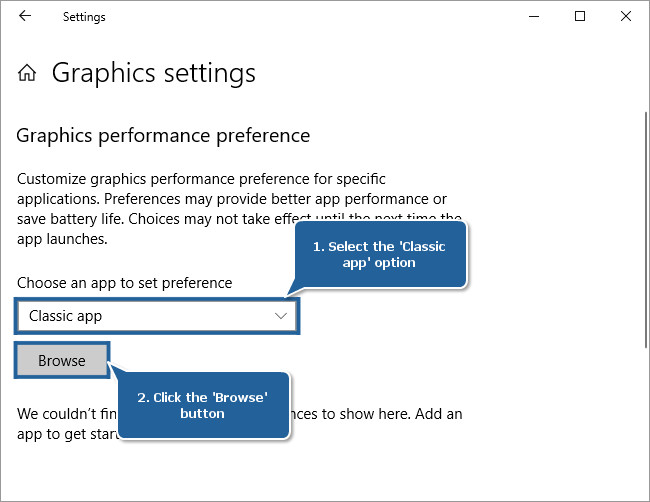 How to set Intel Graphics as a preferred graphics processor for the AVS4YOU applications on Windows 10 starting with v.1803? Step 2