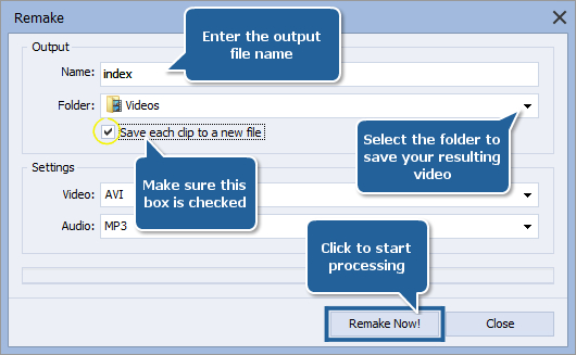 How to split video using AVS Video ReMaker? Step 5