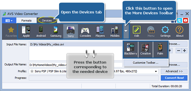 How to convert video to other portable video players? Step 3