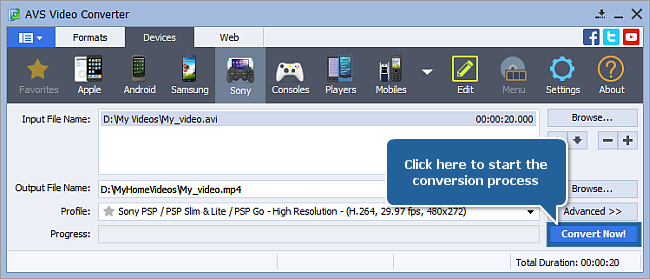 How to convert video to other portable video players? Step 5