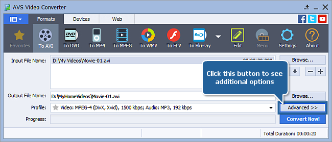 How to reduce the source video file size using AVS Video Converter