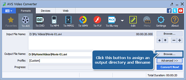 How to reduce the source video file size using AVS Video Converter? Step 6