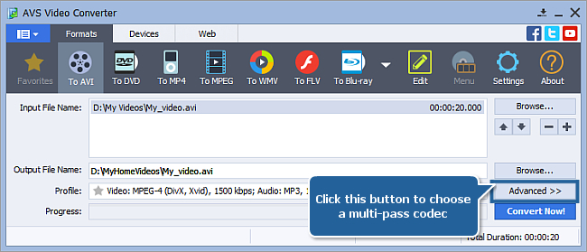 How to perform multi-pass conversion with AVS Video Converter? Step 4