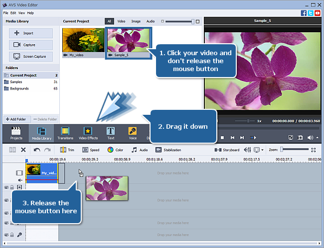 How to start working with AVS Video Editor? Step 3