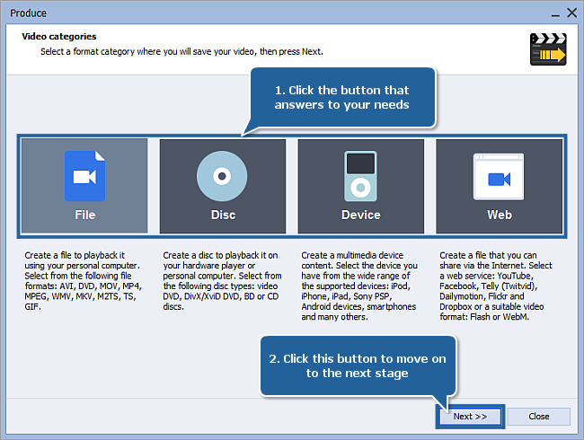 How to save the project and the video in AVS Video Editor? Step 2