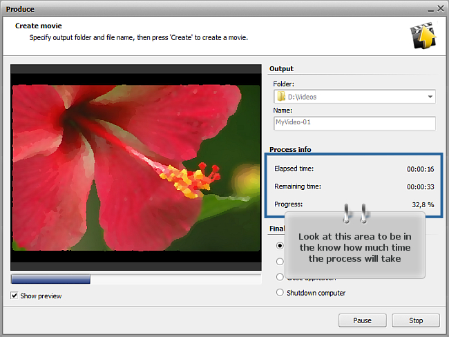 How to save the project and the video in AVS Video Editor? Step 3