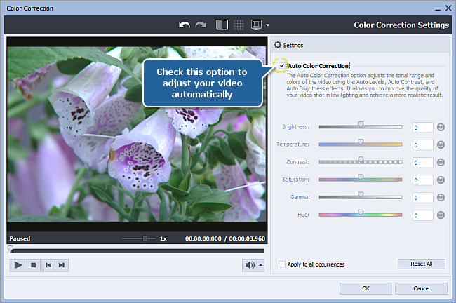 How to correct color in your video using AVS Video Editor? Step 2
