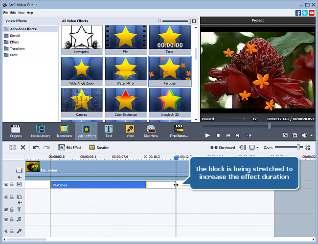 How to apply video effects in AVS Video Editor? Step 3