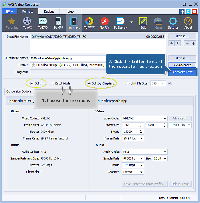 How to convert home DVD episodes into separate files? Step 6