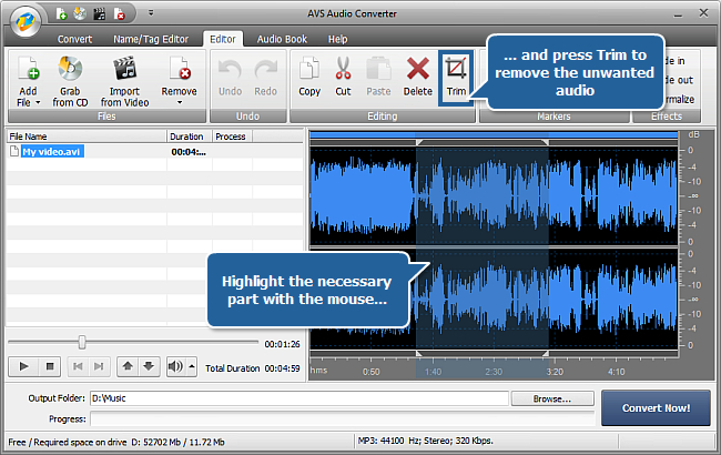 How to extract audio from a video file with AVS Audio Converter? Step 3