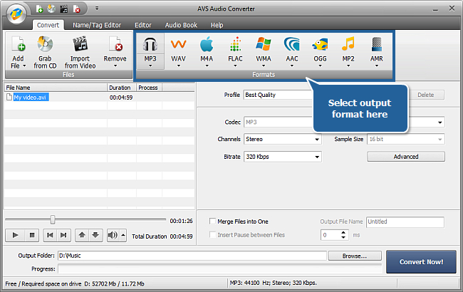 How to extract audio from a video file with AVS Audio Converter? Step 4