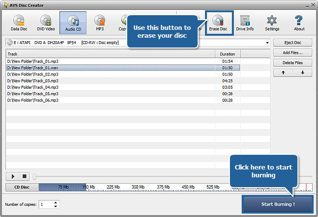 How to create an Audio CD from different audio formats? Step 3