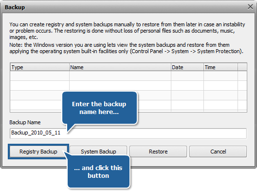 How to backup and restore registry with AVS Registry Cleaner? Step 3