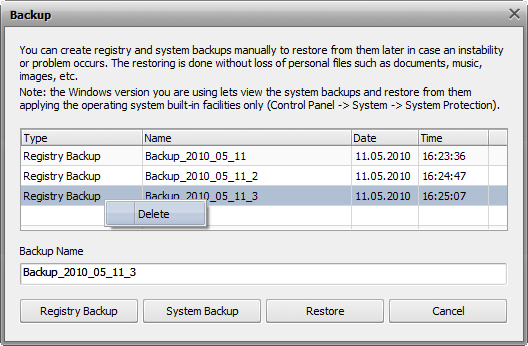 How to backup and restore registry with AVS Registry Cleaner? Step 4