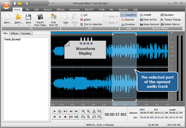 How to use audio effects in an audio file with AVS Audio Editor? Step 3