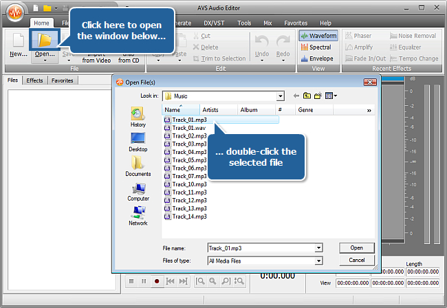 How to record voice over an audio track using AVS Audio Editor? step 2