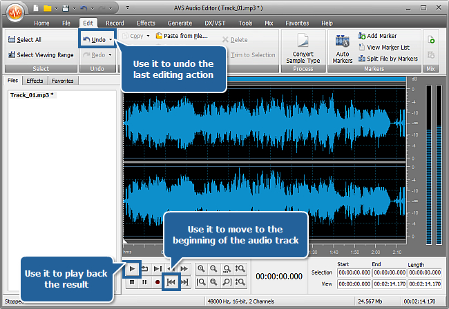 How to record voice over an audio track using AVS Audio Editor? step 5