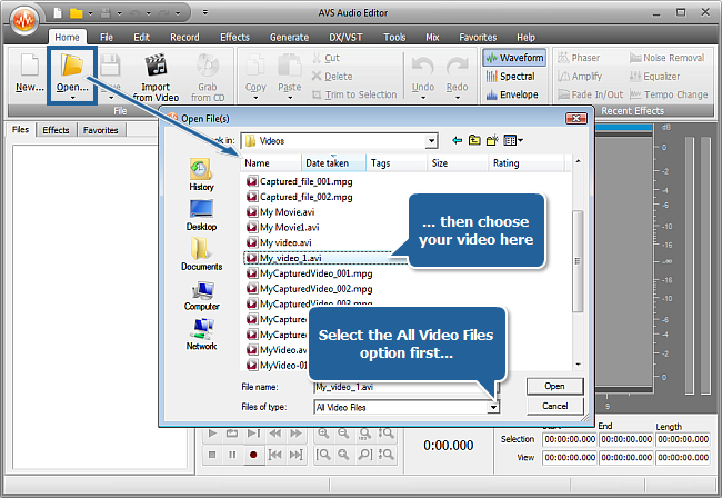 How to edit the audio track of your home video? Step 2