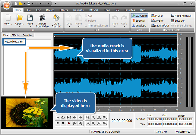 trimming audio in avs audio editor