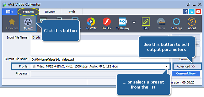 How to convert between all popular video formats? Step 3