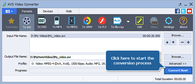 How to convert between all popular video formats? Step 5