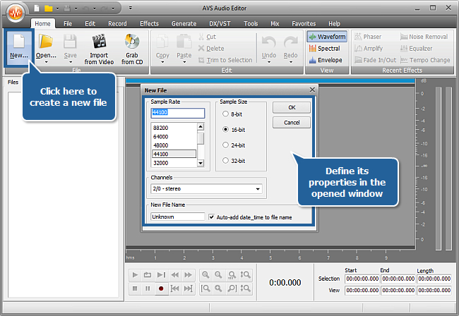 trimming audio in avs audio editor