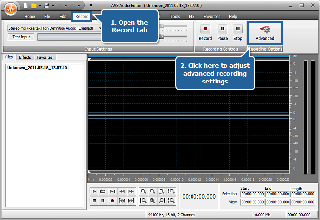 How to record music with AVS Audio Editor? Step 3