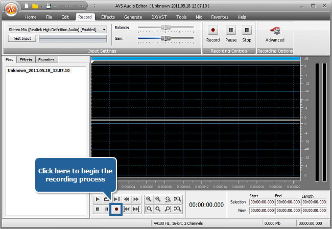 How to record music with AVS Audio Editor? Step 5