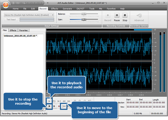 How to record music with AVS Audio Editor? Step 5