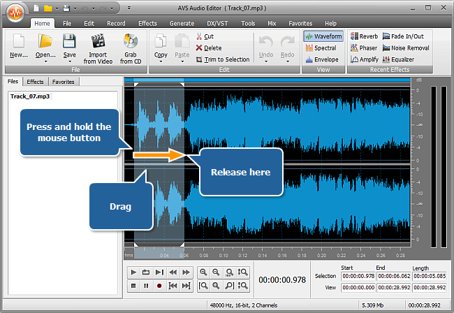 How to increase the sound volume of (a part of) an audio track? Step 3