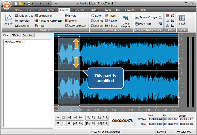 How to increase the sound volume of (a part of) an audio track? Step 4