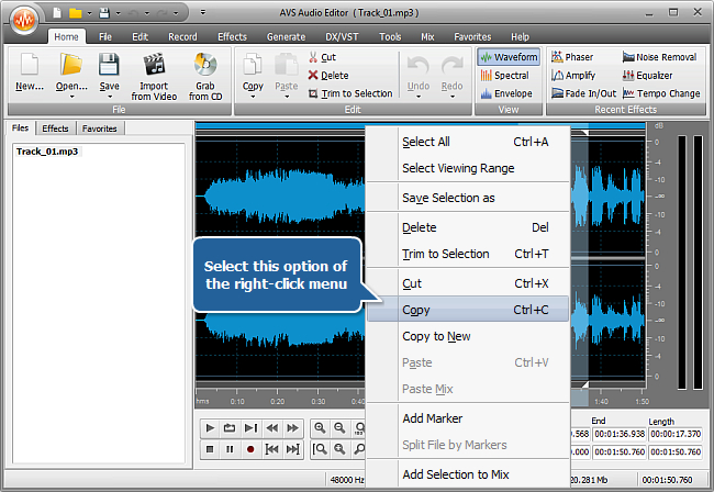 How to make your audio fit the size of a media file with AVS Audio Editor? Step 3