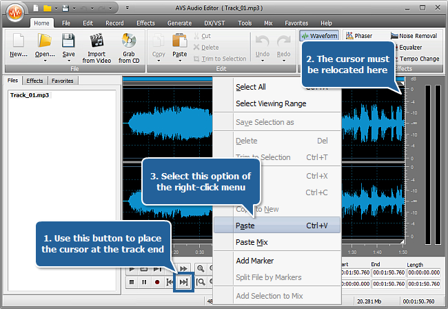 How to make your audio fit the size of a media file with AVS Audio Editor? Step 3