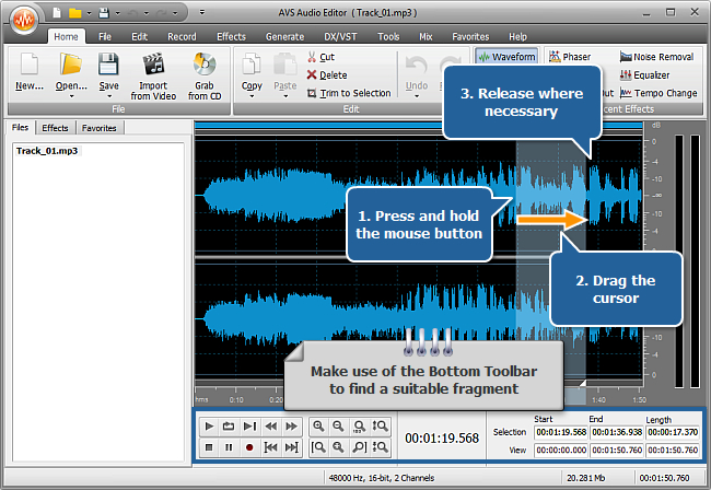 How to make your audio fit the size of a media file with AVS Audio Editor? Step 3