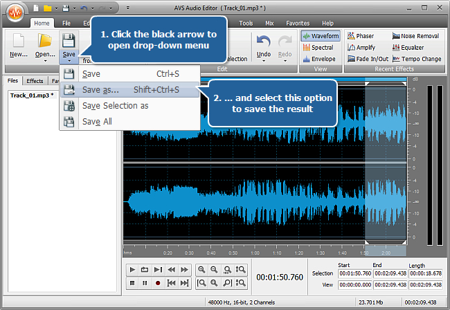 How to make your audio fit the size of a media file with AVS Audio Editor? Step 4