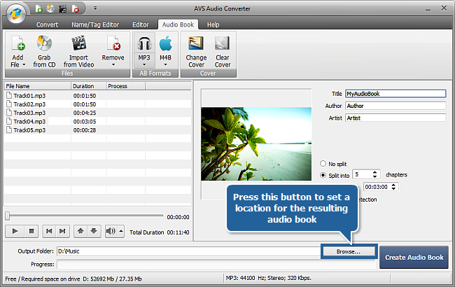 How to create audio books using AVS Audio Converter? Step 5