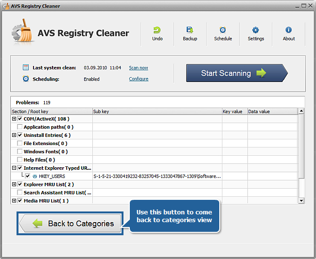 How to clean computer registry with AVS Registry Cleaner? Step 4